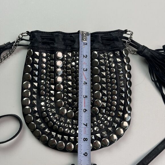 Studded Tassel Crossbody Bag Faux Leather Boho Indie Western Grunge Festival - Picture 8 of 11